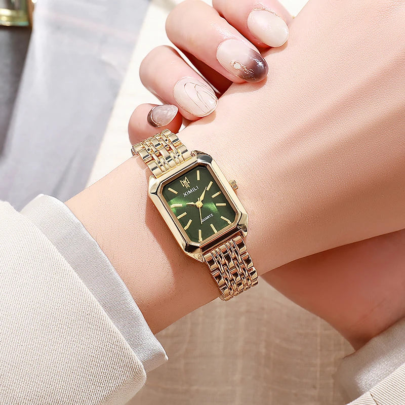 2024 Hot Brand Stainless Steel Strap Watch Women Luxury Gift Quartz Wristwatch Student Fashion Simple Square Quartz Watches